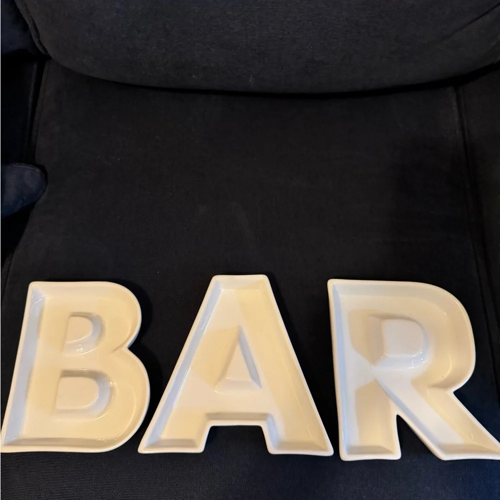 B A R 🍹 3pc porcelain cocktail garnish condiment holder 🍒 🍋 🫒 🍋‍🟩